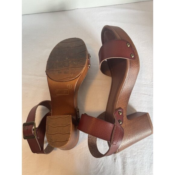 Dunes Women’s Ankle Strap Sandals Size 9 Leather Brown - Picture 3 of 4